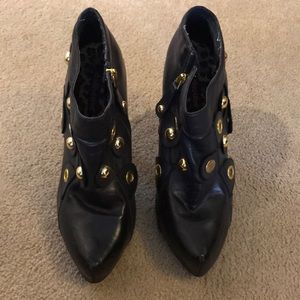 Doll house black heeled booties